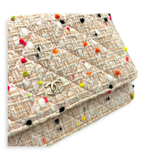 CC Classic Wallet On Chain White in Tweed, Gold hardware