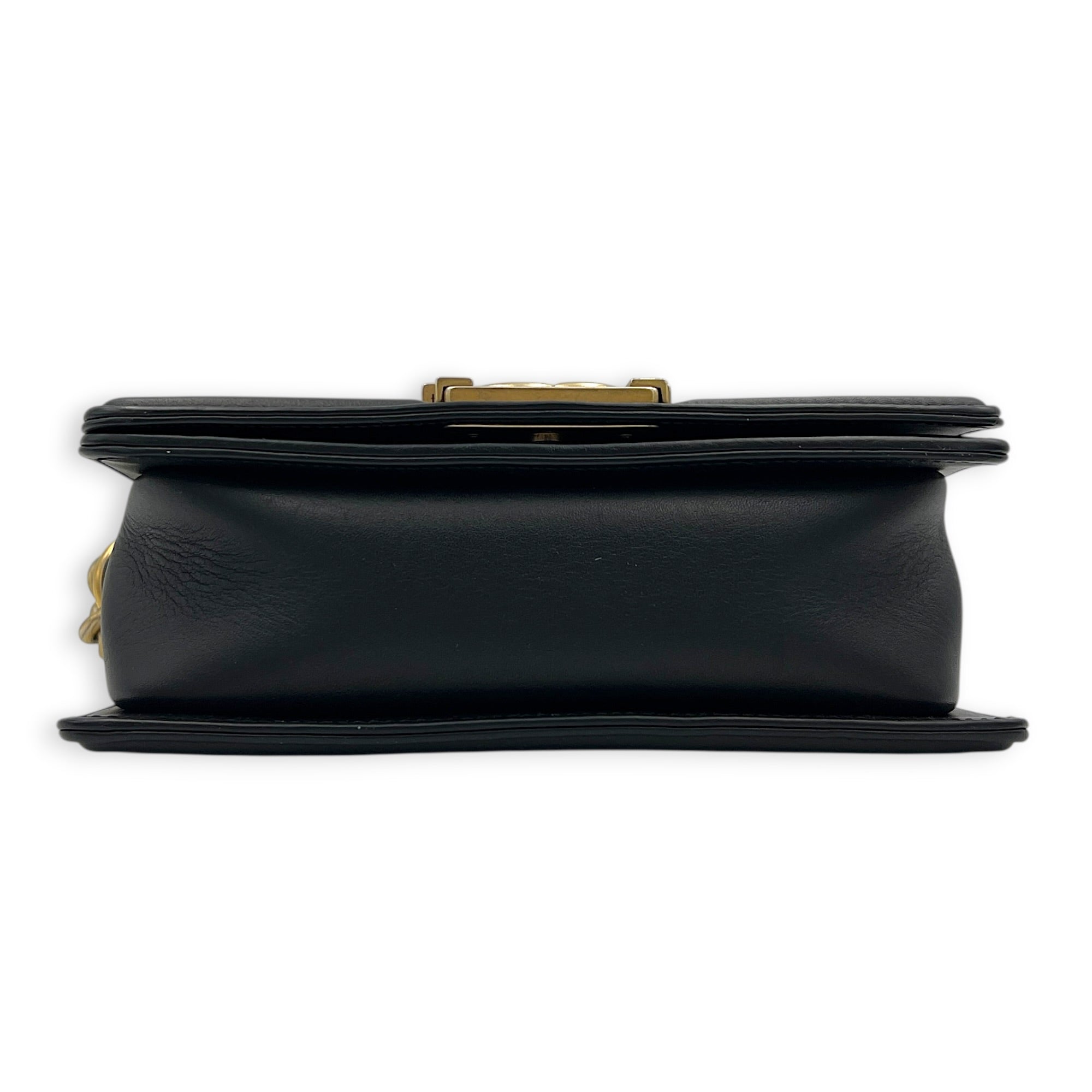 Boy Shoulder Bag Medium Black in Calfskin, Gold hardware