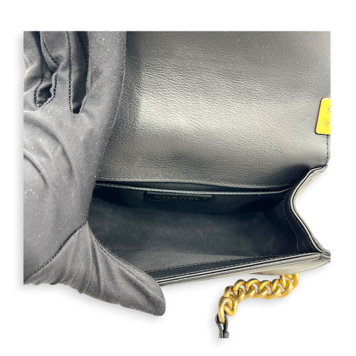 Boy Shoulder Bag Medium Black in Calfskin, Gold hardware