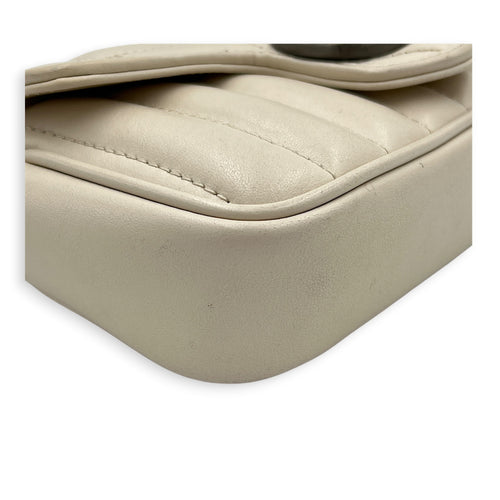 Marmont Shoulder Bag Super Mini White in Calfskin, Silver hardware