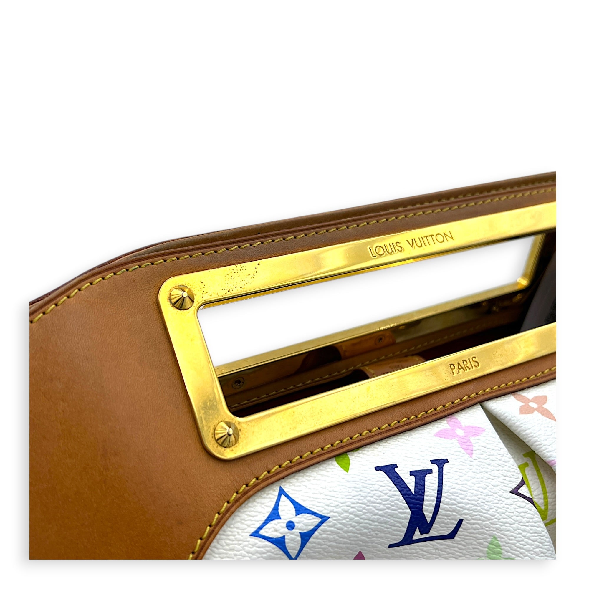 Judy Multi-colour Top Handle Bag in Coated Canvas, Gold hardware