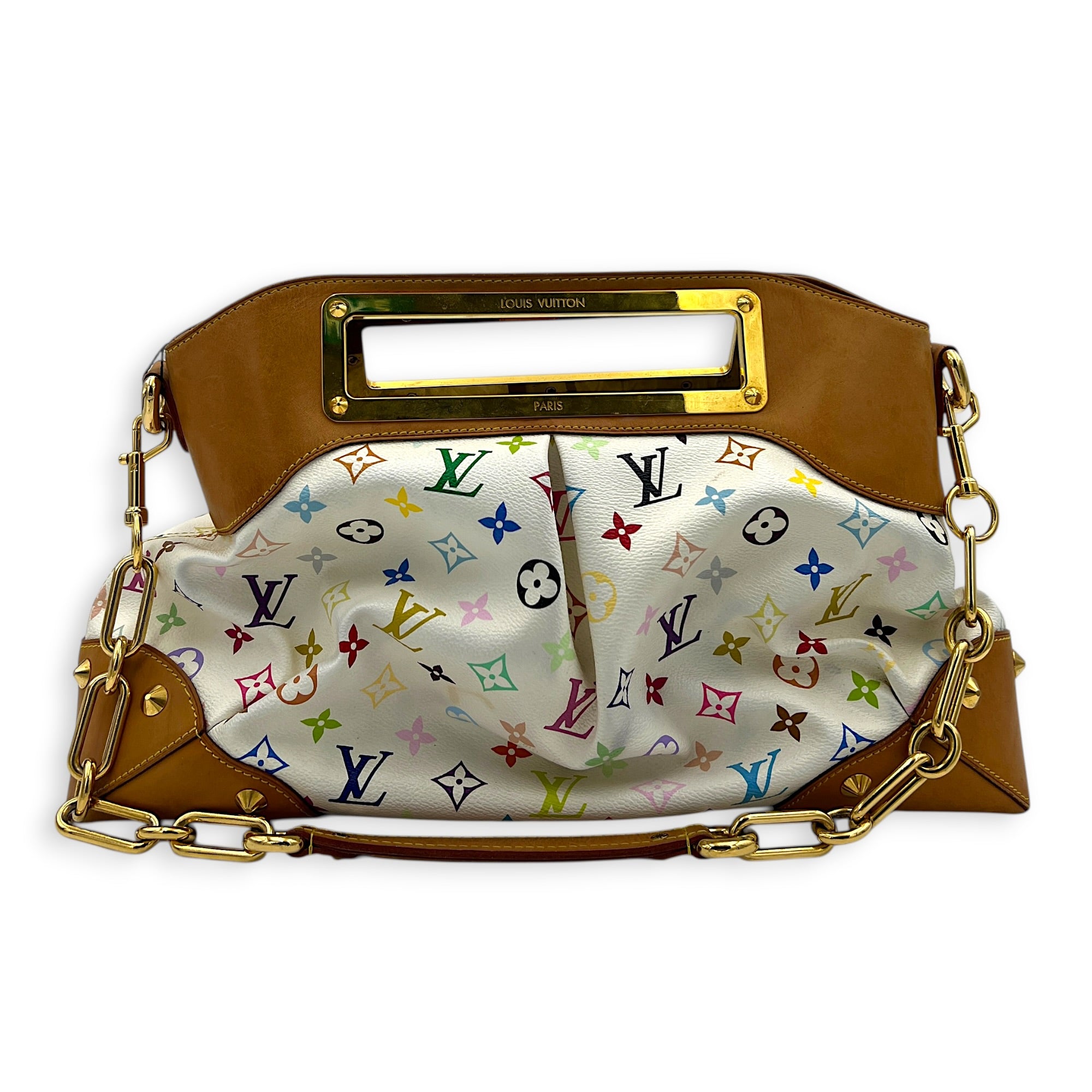 Judy Multi-colour Top Handle Bag in Coated Canvas, Gold hardware