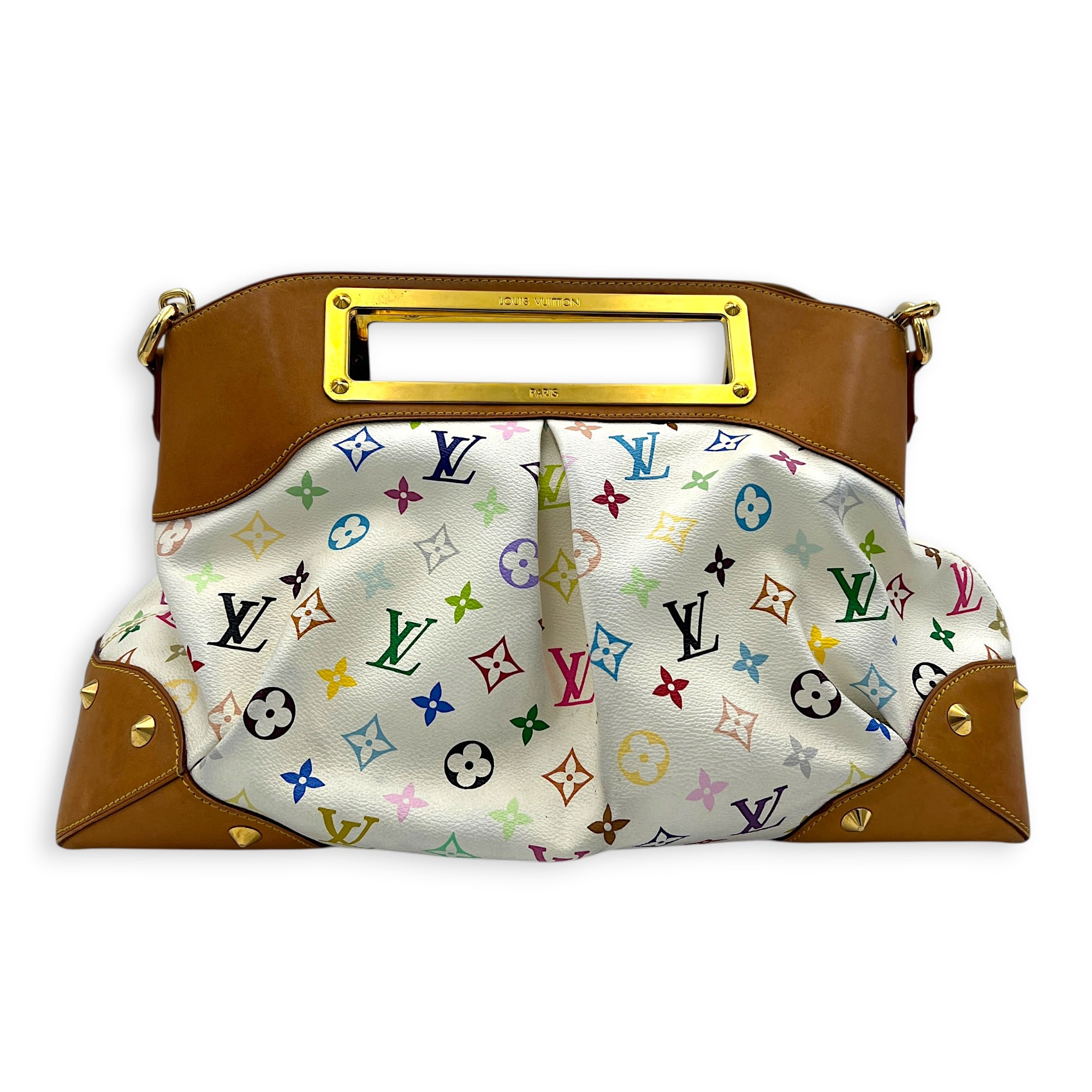 Judy Multi-colour Top Handle Bag in Coated Canvas, Gold hardware
