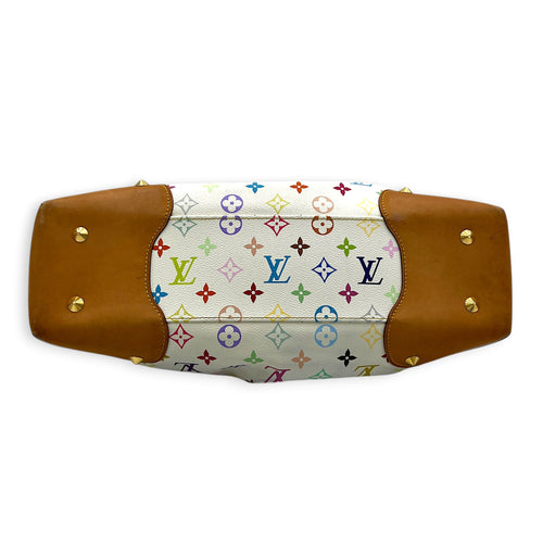 Judy Multi-colour Top Handle Bag in Coated Canvas, Gold hardware