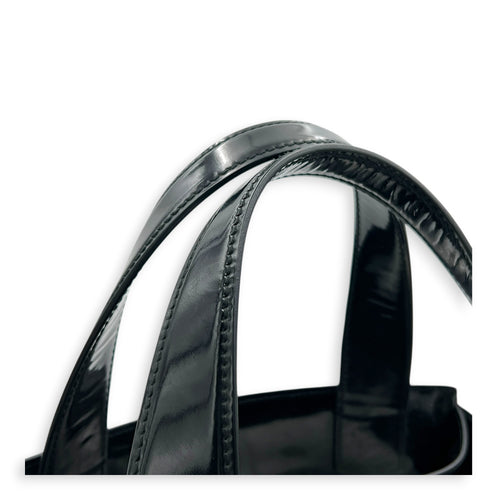 NA Top Handle Bag Black in Patent Leather, Silver hardware