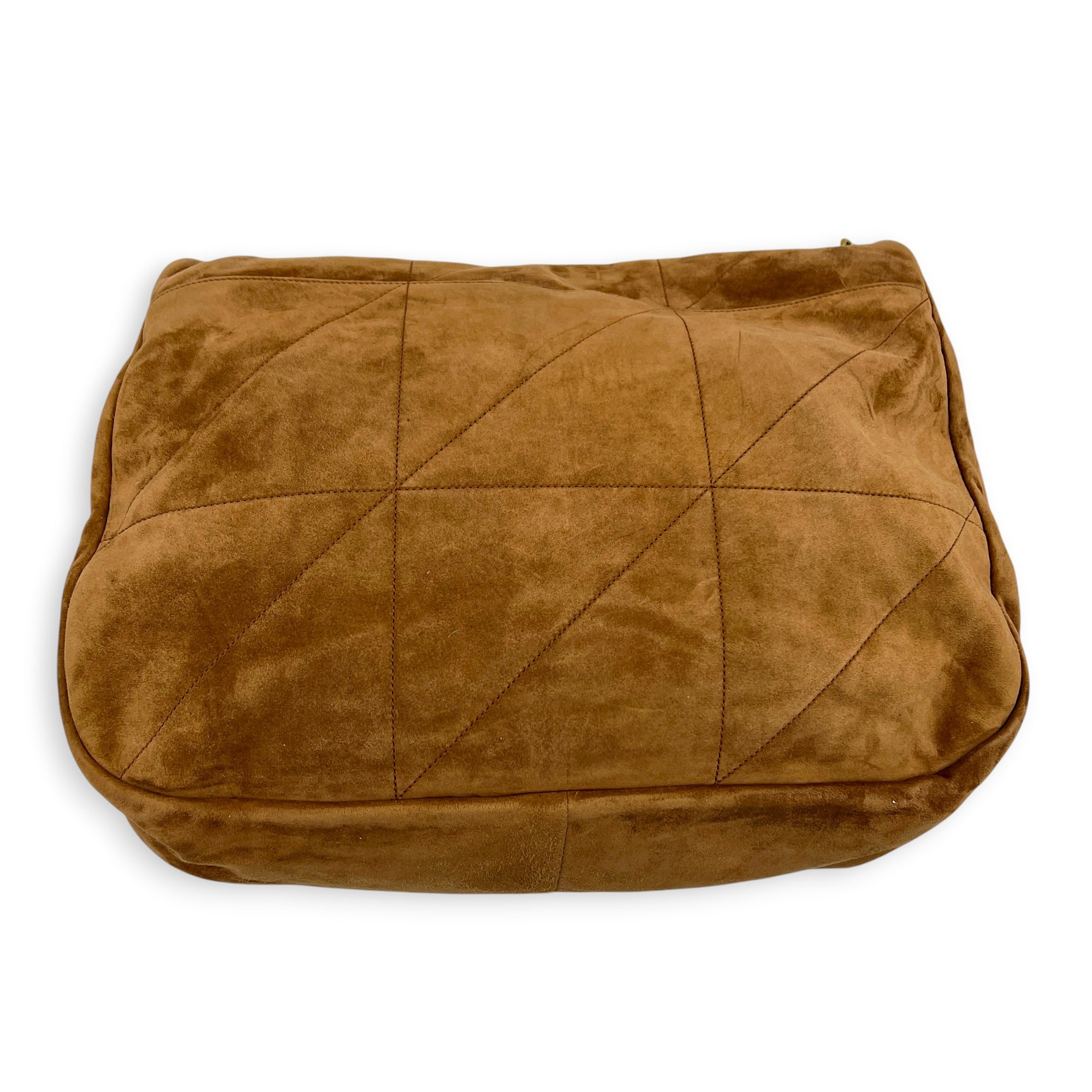 Jamie Shoulder Bag Brown in Suede Leather, Gold hardware