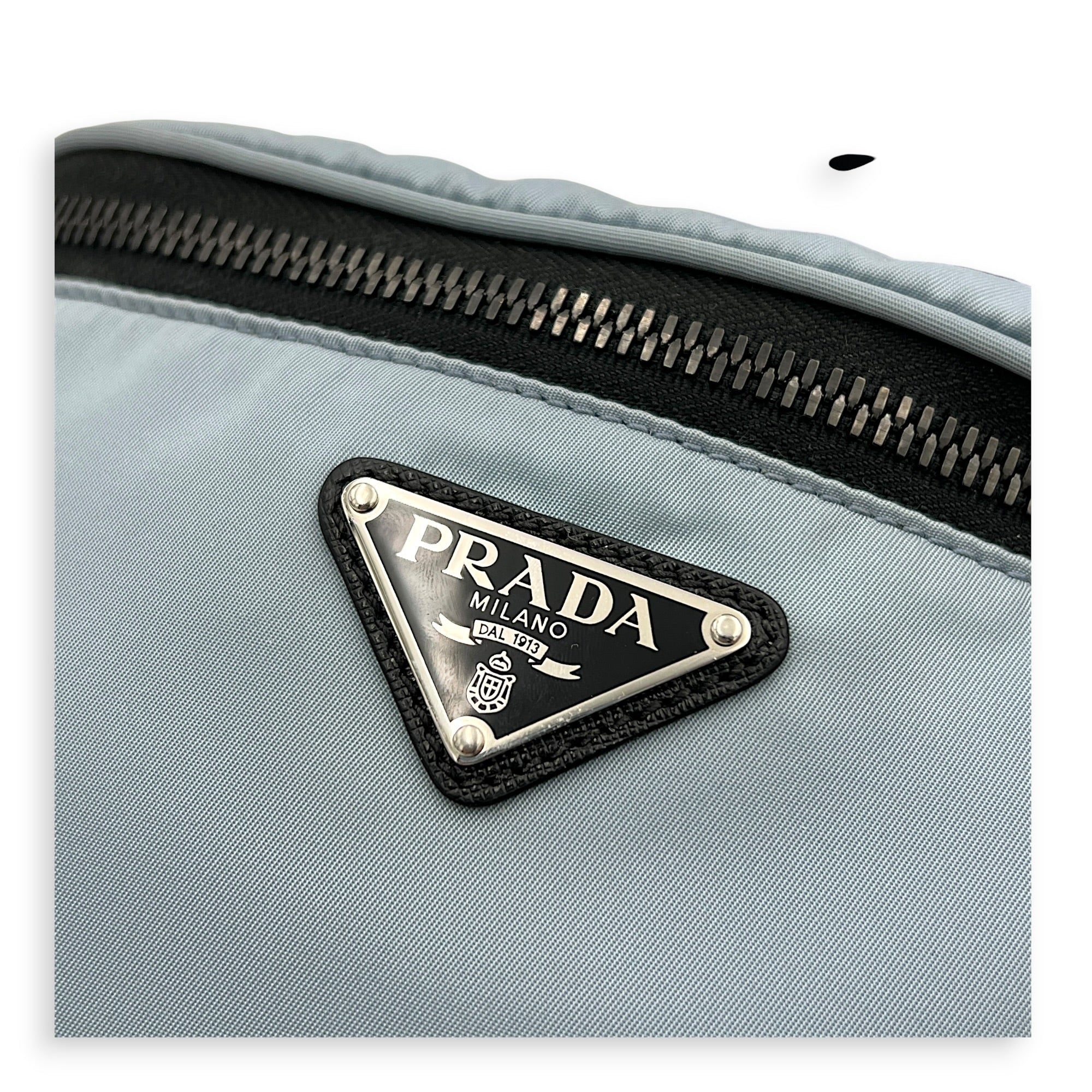 Logo Belt Bag Blue in Nylon, Silver hardware
