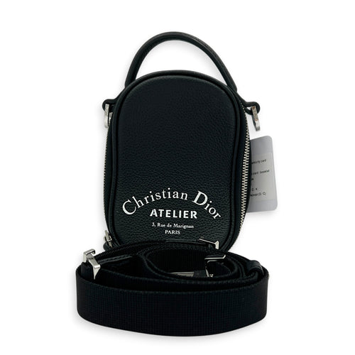 Atelier Crossbody Bag Black in Calfskin, Silver hardware