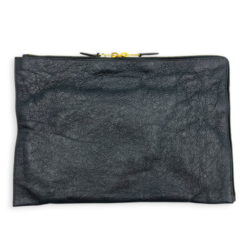 City Clutch Grey in Calfskin, Gold hardware