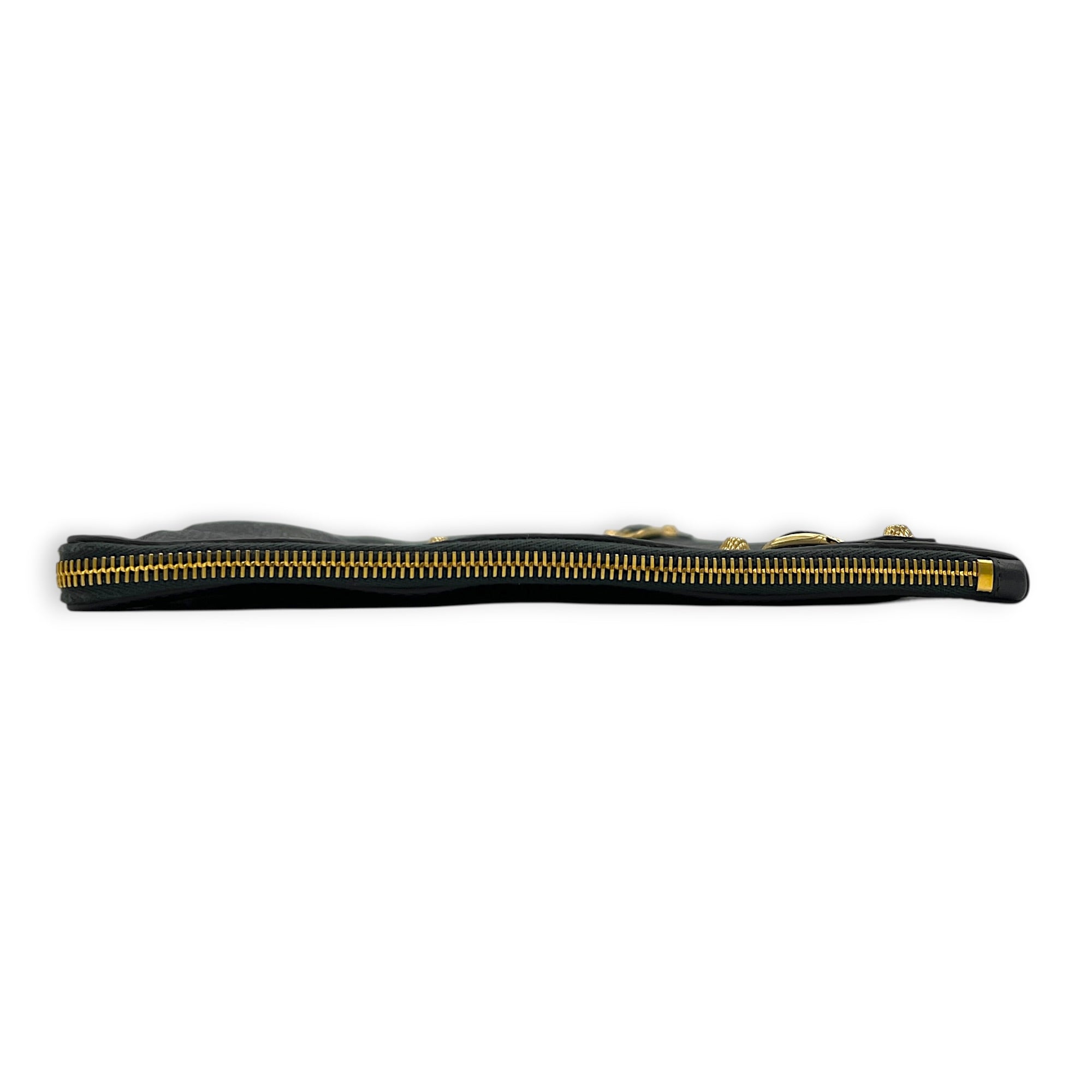City Clutch Grey in Calfskin, Gold hardware