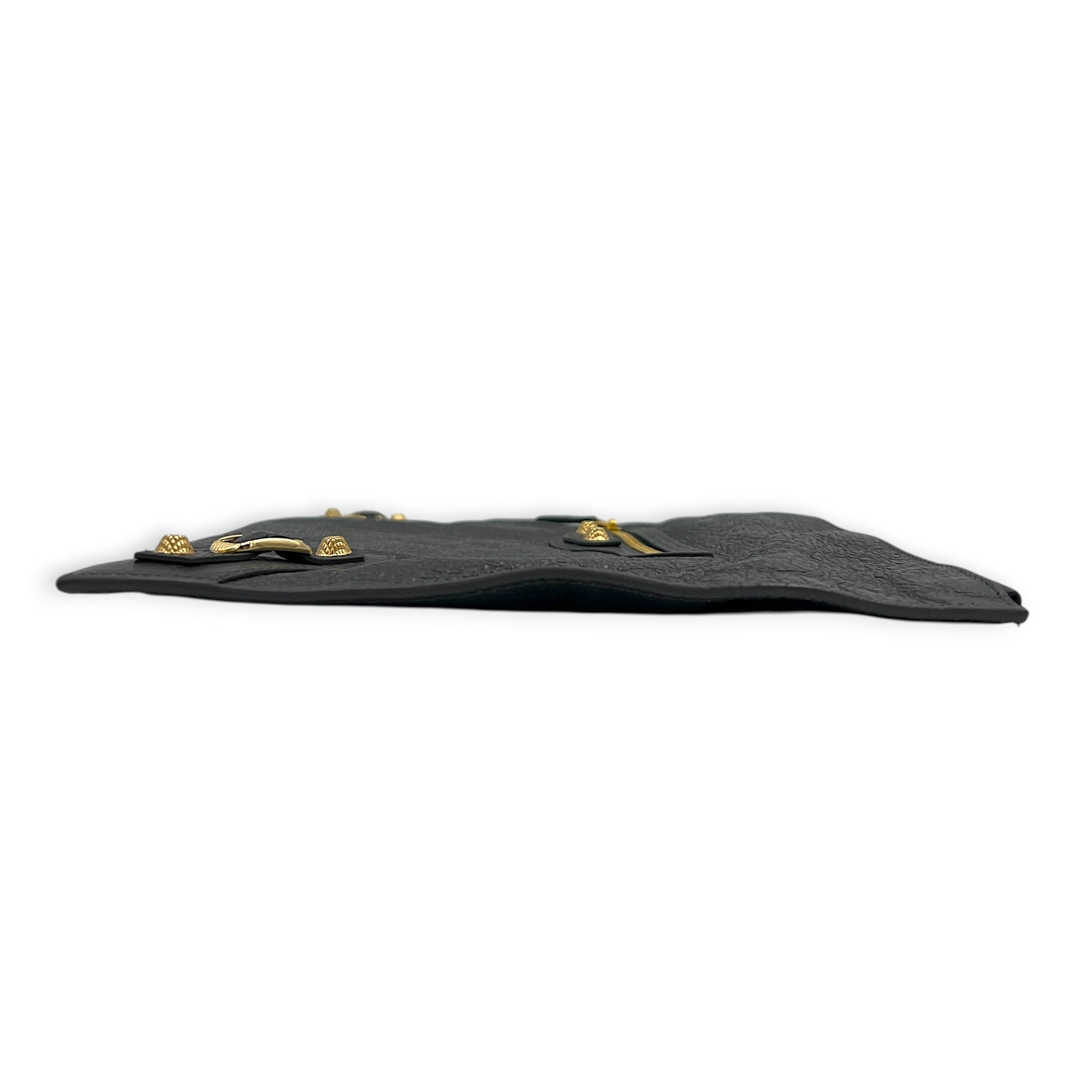 City Clutch Grey in Calfskin, Gold hardware