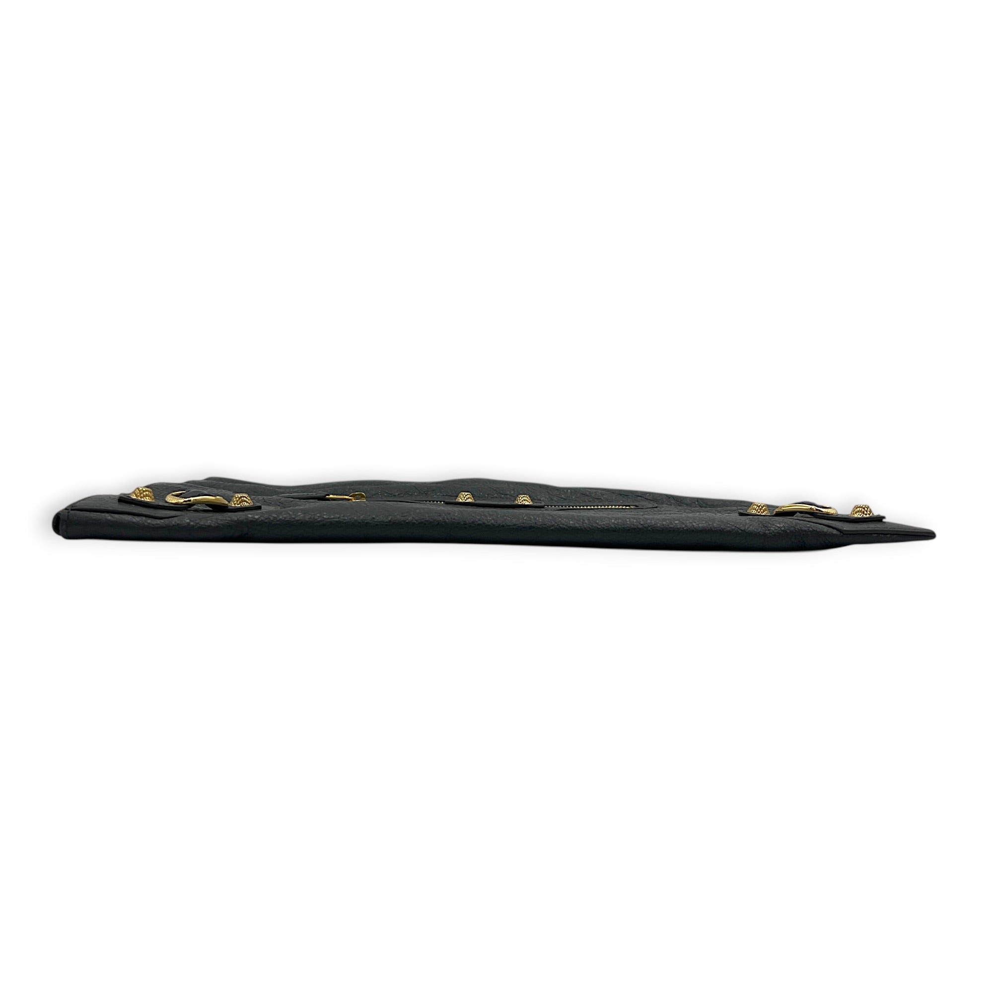 City Clutch Grey in Calfskin, Gold hardware