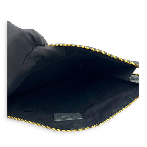City Clutch Grey in Calfskin, Gold hardware
