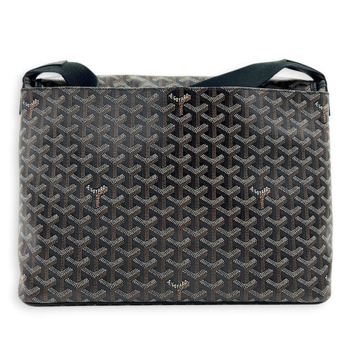 Capitien Messenger MM Black in Coated Canvas, Silver hardware