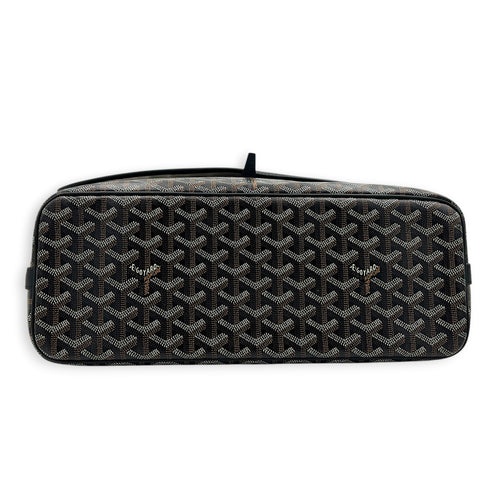 Capitien Messenger MM Black in Coated Canvas, Silver hardware