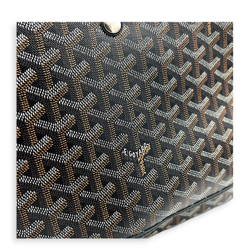 Capitien Messenger MM Black in Coated Canvas, Silver hardware