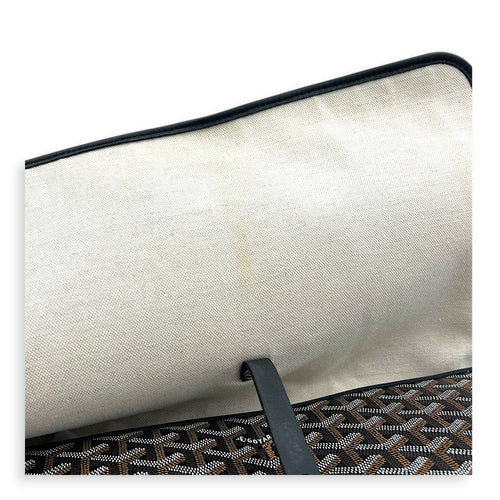 Capitien Messenger MM Black in Coated Canvas, Silver hardware