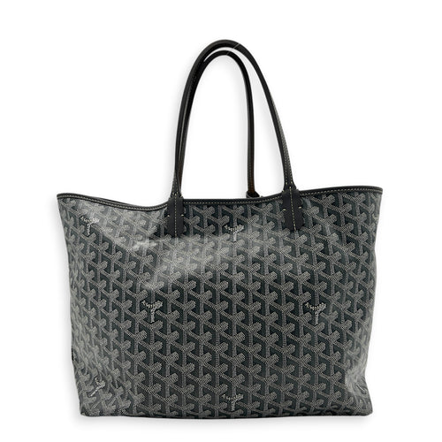 Saint Louis PM Grey Tote Bag in Coated Canvas, Silver hardware