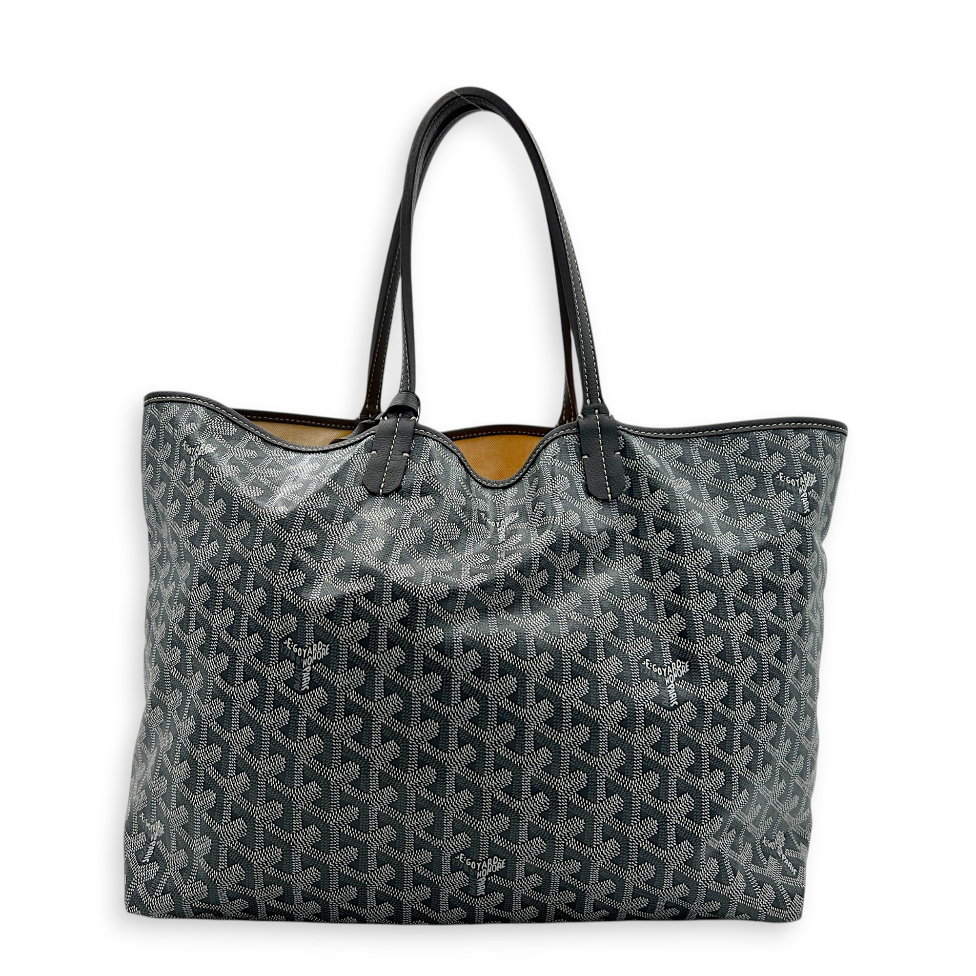 Saint Louis PM Grey Tote Bag in Coated Canvas, Silver hardware