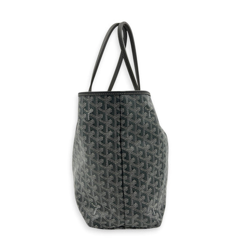 Saint Louis PM Grey Tote Bag in Coated Canvas, Silver hardware