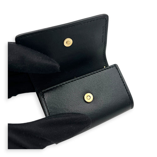 Link Black Earphone Holder in Calfskin, Gold hardware