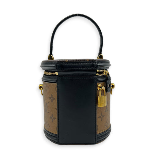 Cannes Bucket Bag Brown in Coated Canvas, Gold hardware
