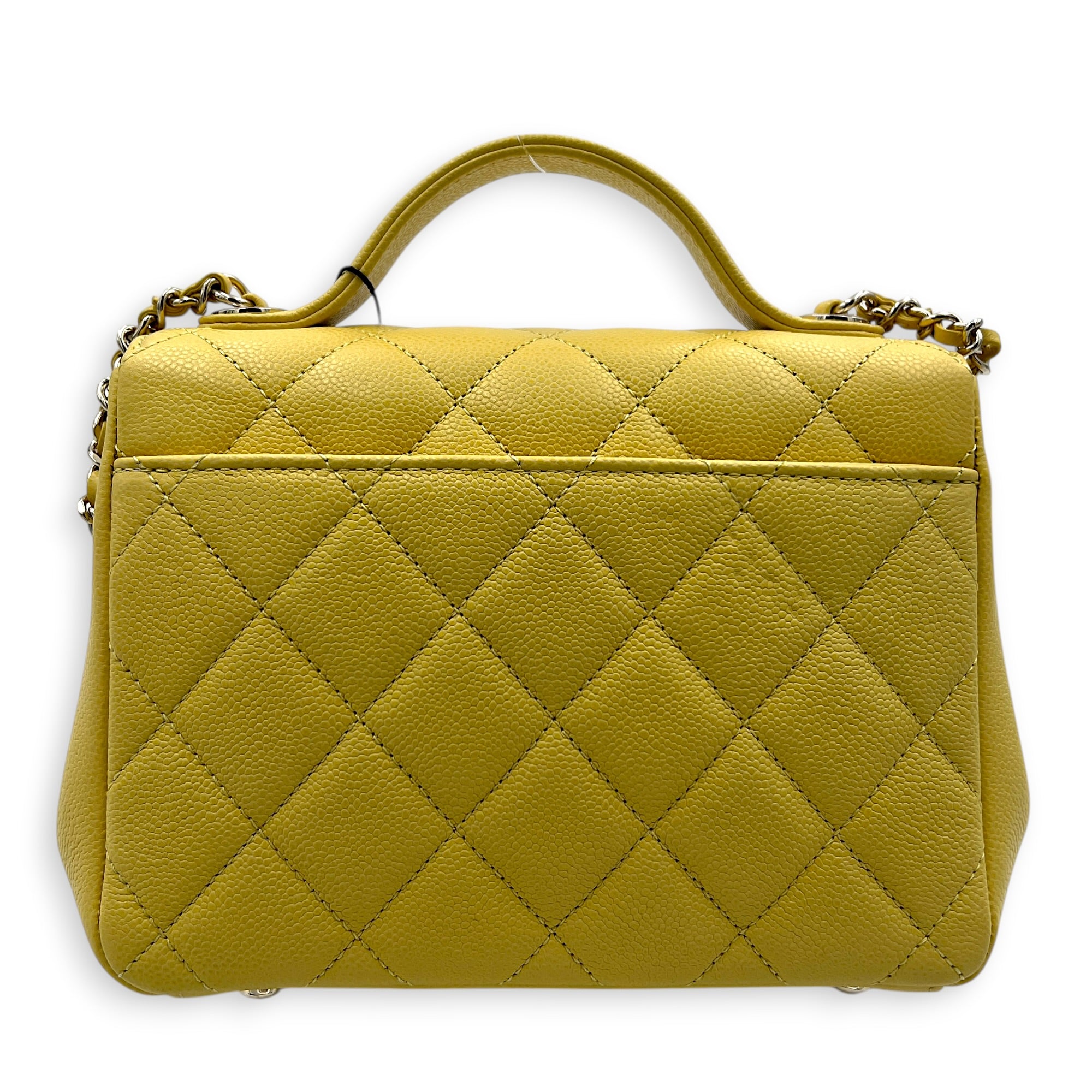 Business Affinity Top Handle Bag Yellow in Caviar Leather, Gold hardware