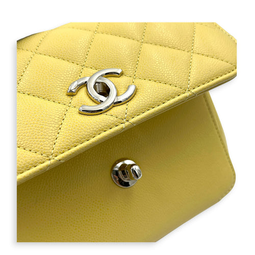 Business Affinity Top Handle Bag Yellow in Caviar Leather, Gold hardware