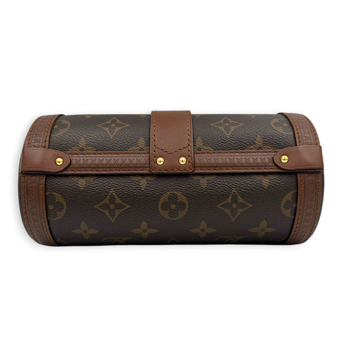 Papillon Trunk Shoulder Bag Brown in Monogram Coated Canvas, Gold hardware