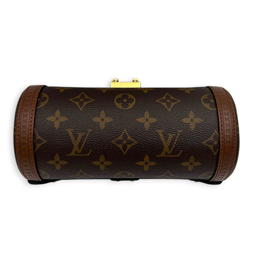 Papillon Trunk Shoulder Bag Brown in Monogram Coated Canvas, Gold hardware