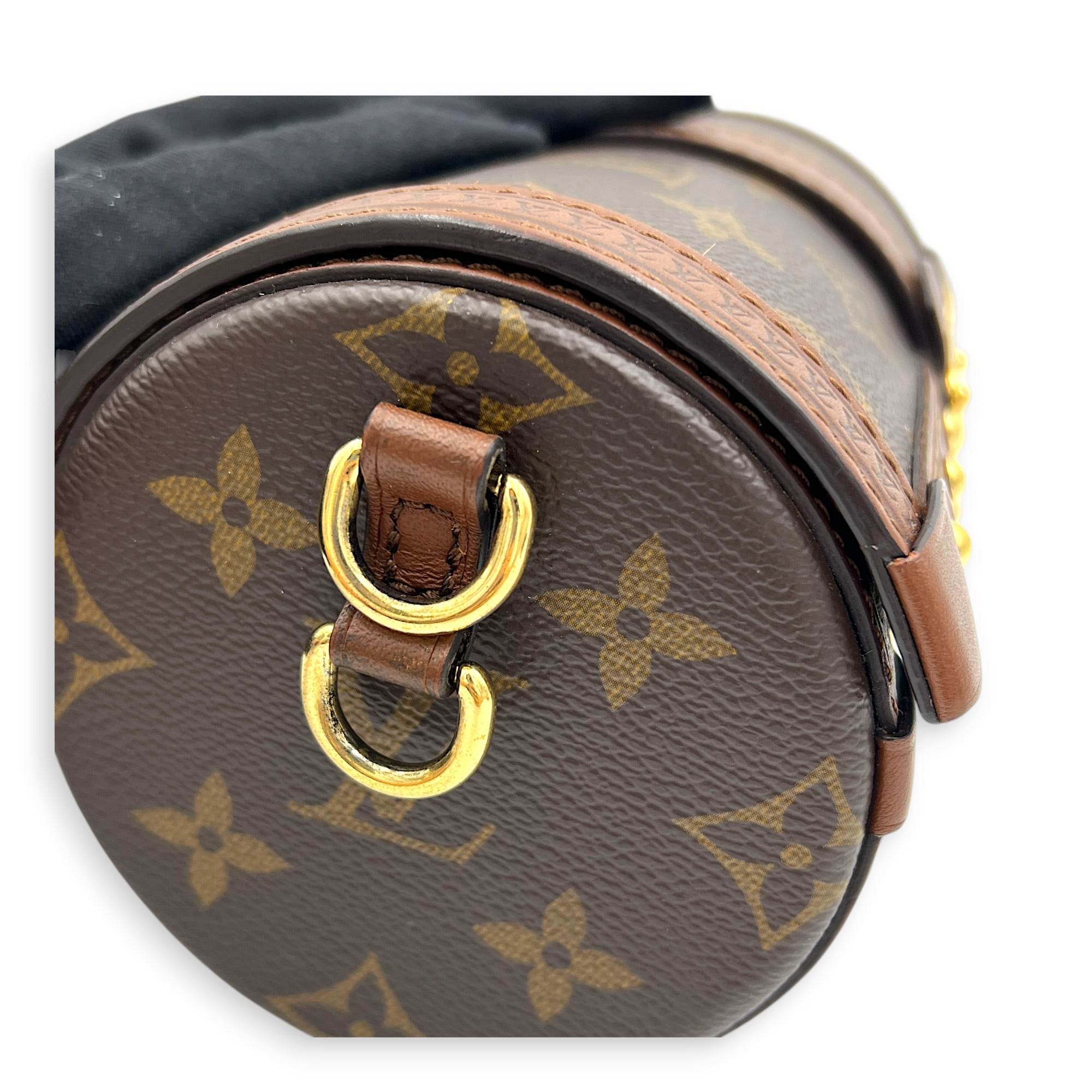 Papillon Trunk Shoulder Bag Brown in Monogram Coated Canvas, Gold hardware