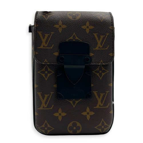 S-lock Vertical Wearable Wallet Others Brown in Coated Canvas, Black hardware