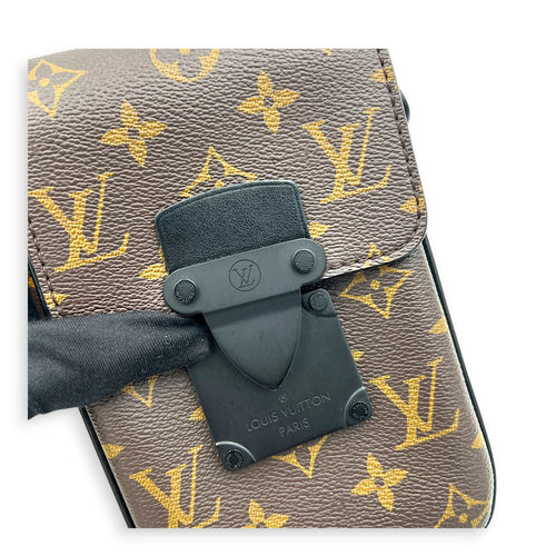 S-lock Vertical Wearable Wallet Others Brown in Coated Canvas, Black hardware