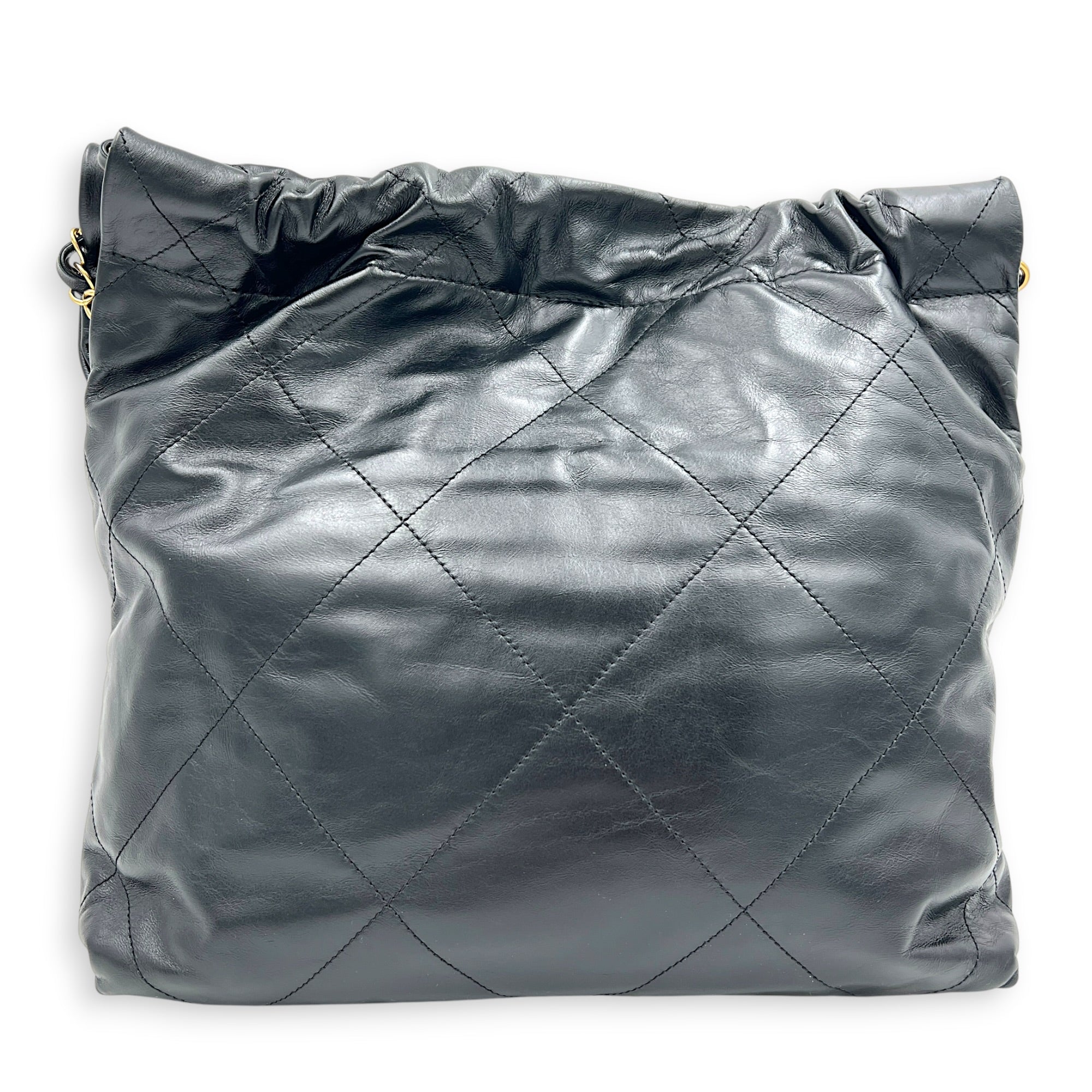 22 Tote Small Black Shoulder Bag in Calfskin, Gold hardware