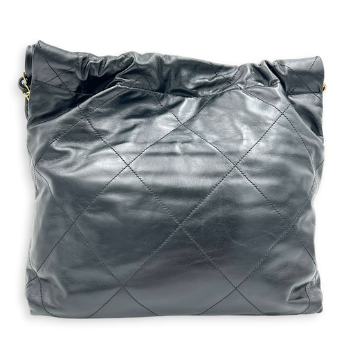22 Tote Small Black Shoulder Bag in Calfskin, Gold hardware