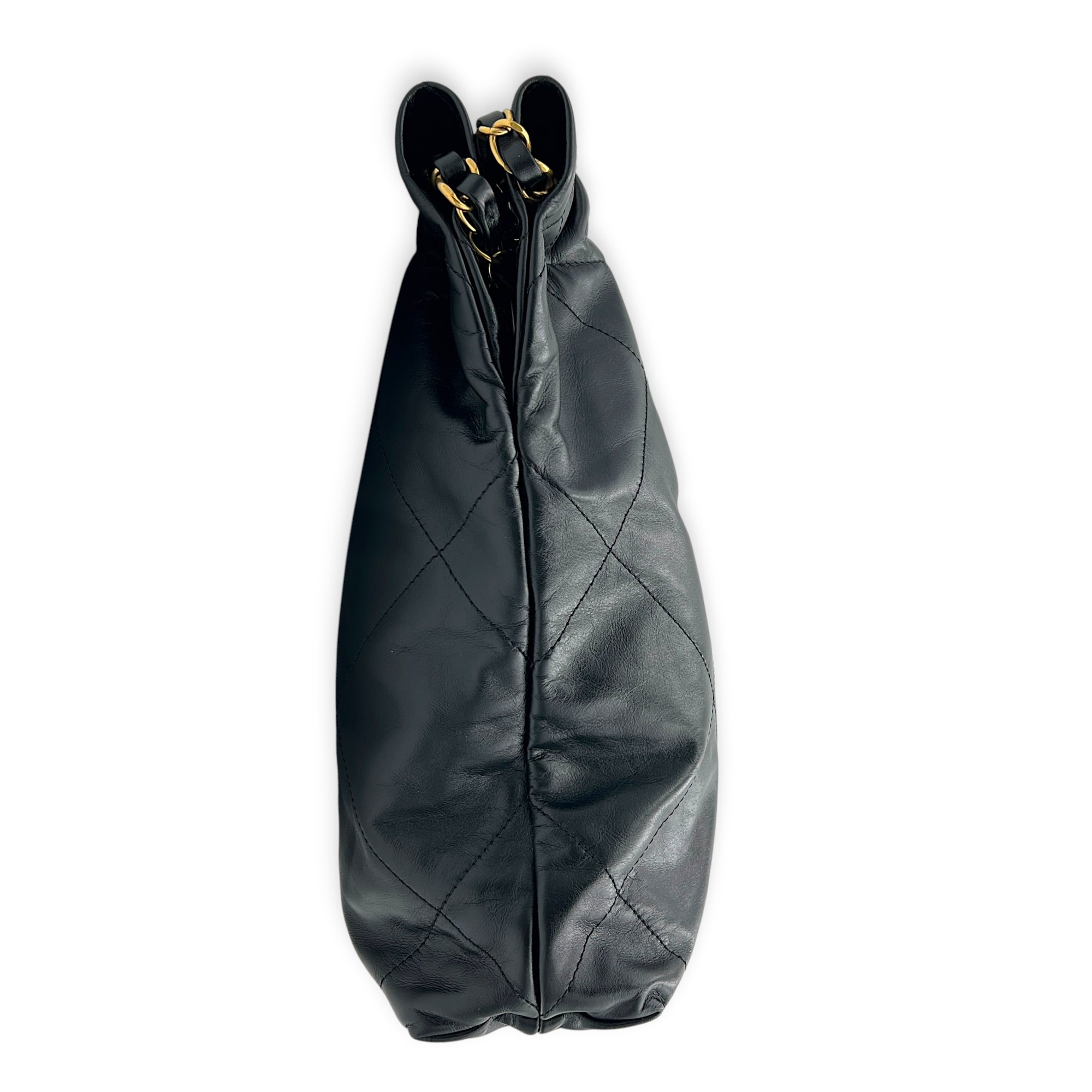 22 Tote Small Black Shoulder Bag in Calfskin, Gold hardware