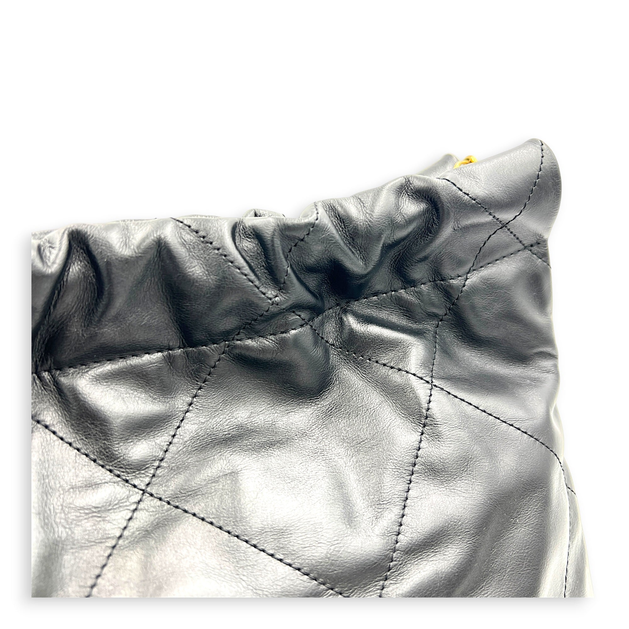 22 Tote Small Black Shoulder Bag in Calfskin, Gold hardware