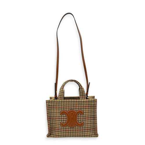 Cabas Top Handle Bag Brown in Canvas, Gold hardware