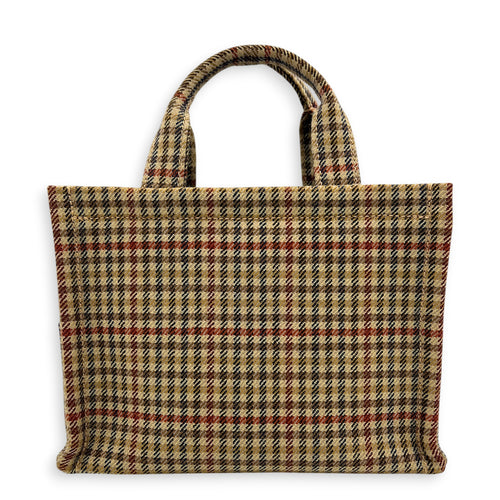 Cabas Top Handle Bag Brown in Canvas, Gold hardware