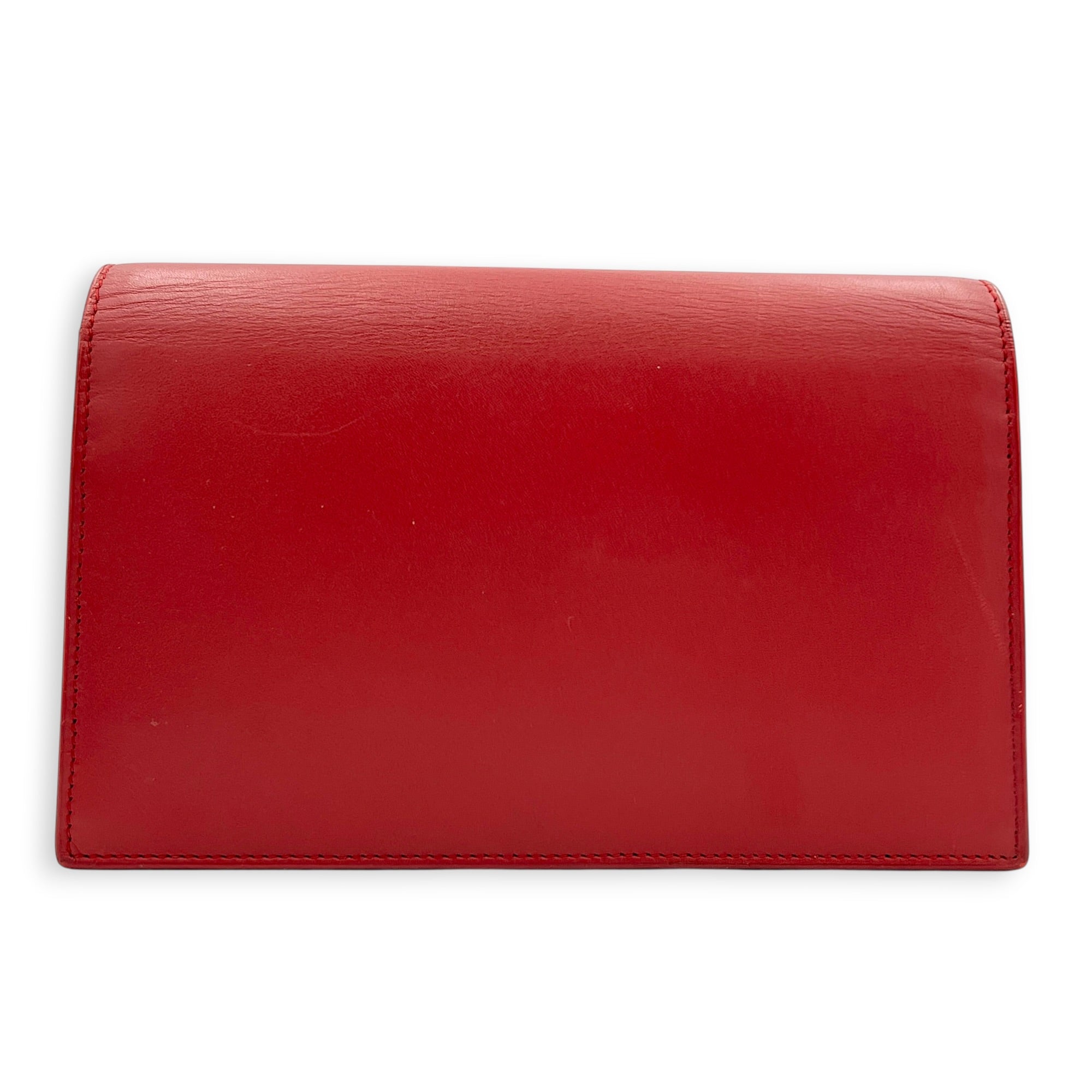 Kate Wallet On Chain Red in Calfskin, Gold hardware