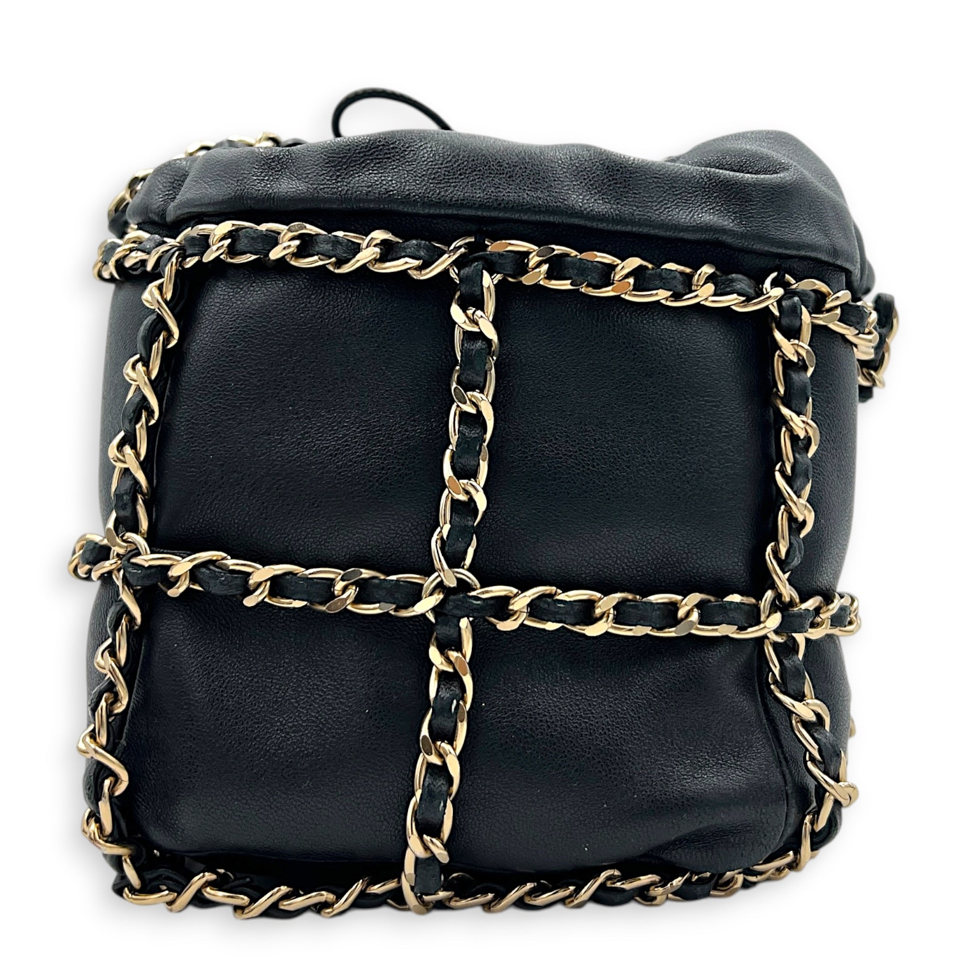 CC Black Bucket Bag in Calfskin, Gold hardware