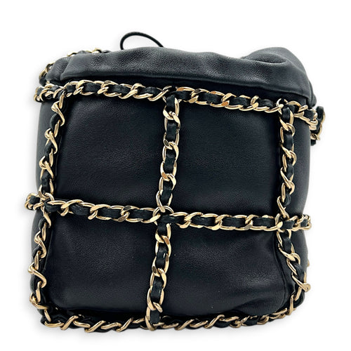 CC Black Bucket Bag in Calfskin, Gold hardware