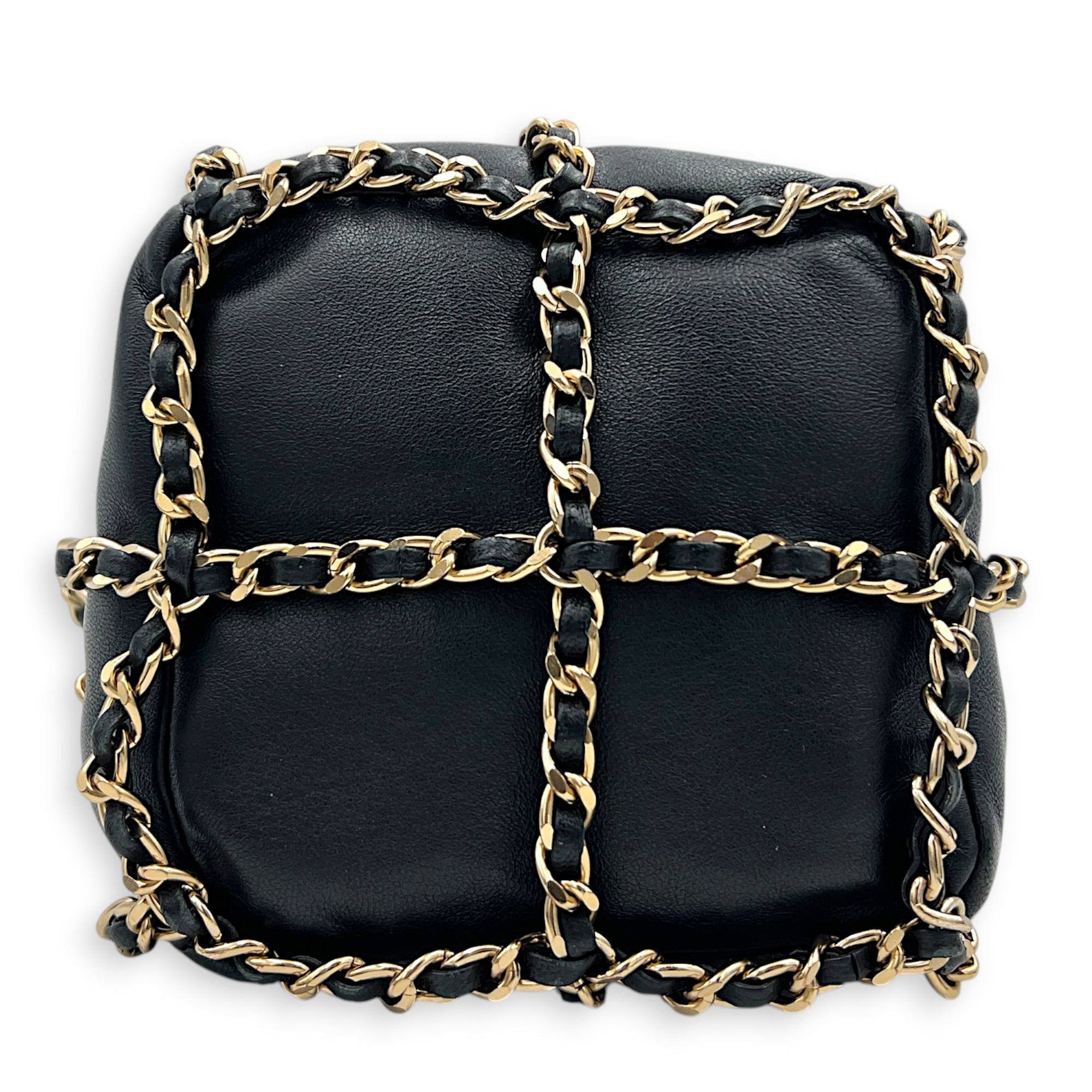CC Black Bucket Bag in Calfskin, Gold hardware