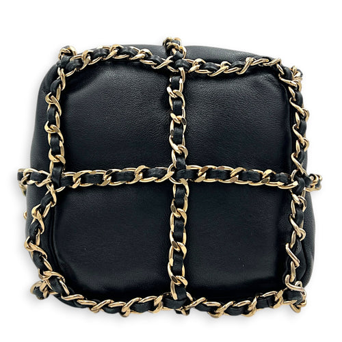 CC Black Bucket Bag in Calfskin, Gold hardware