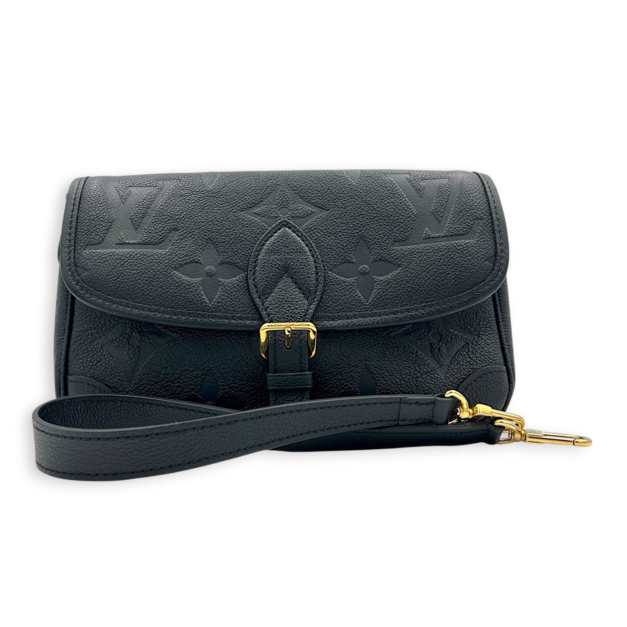 Diane Shoulder Bag Black in Empreinte Leather, Gold hardware