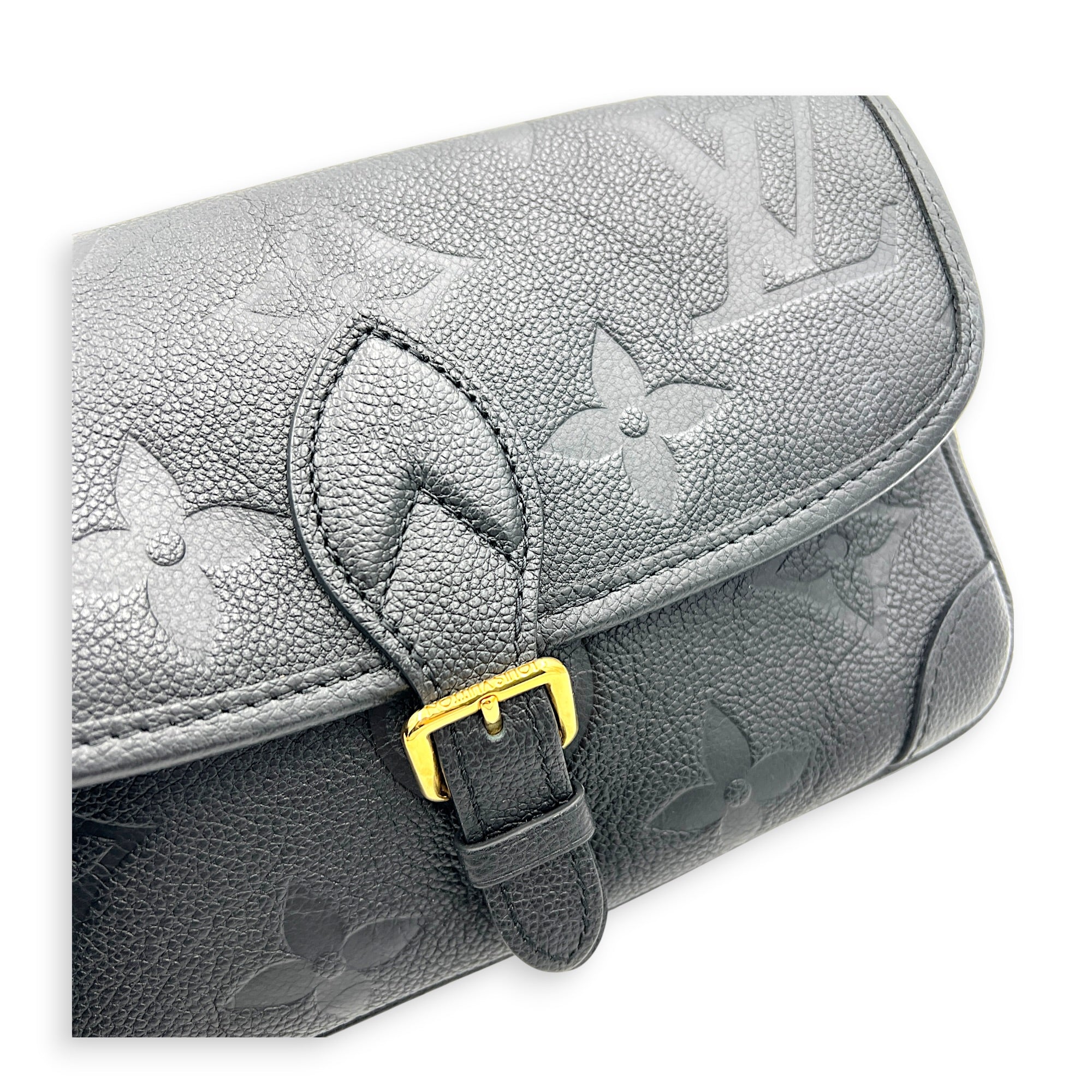 Diane Shoulder Bag Black in Empreinte Leather, Gold hardware