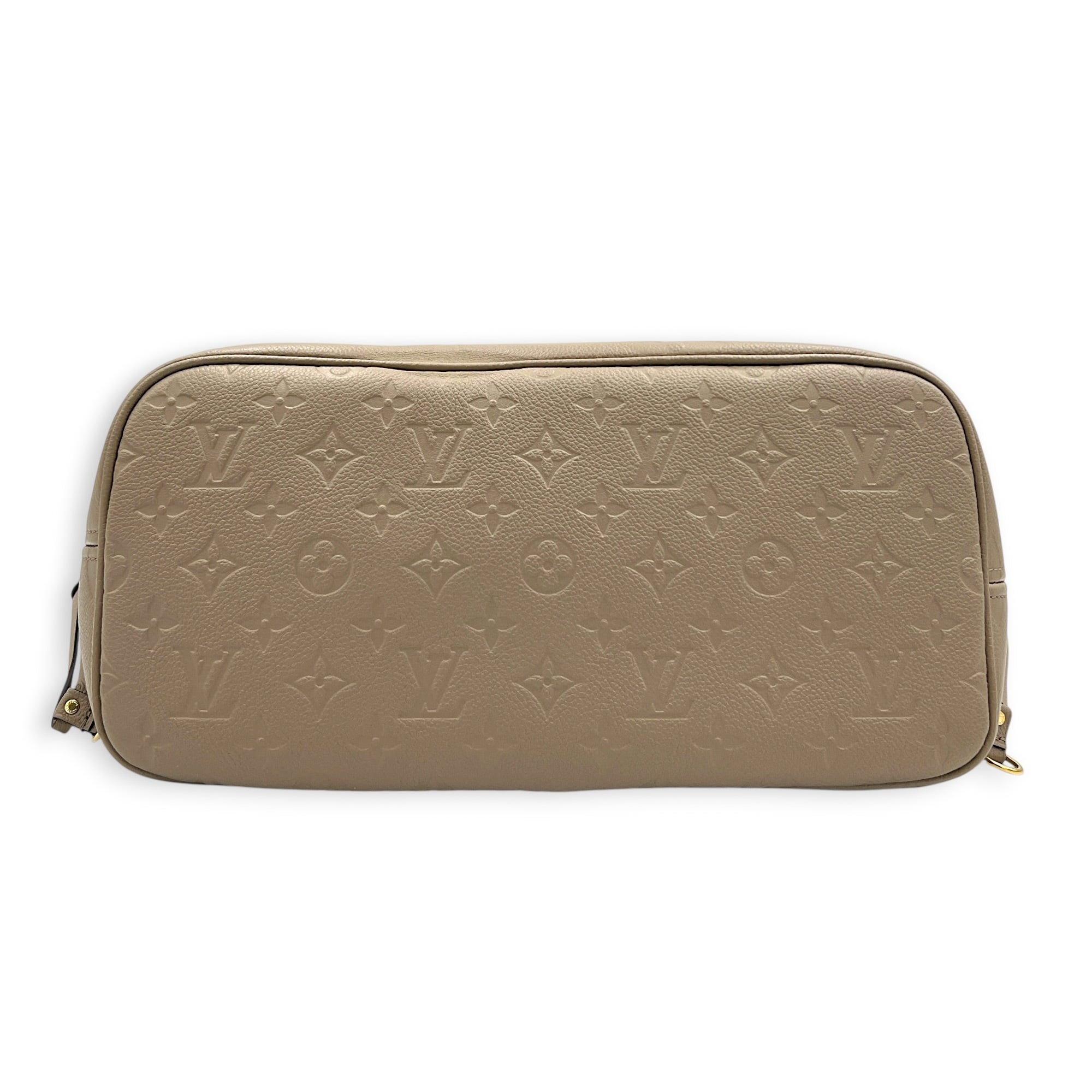 Neverfull MM Beige Tote Bag in Empreinte Leather, Gold hardware