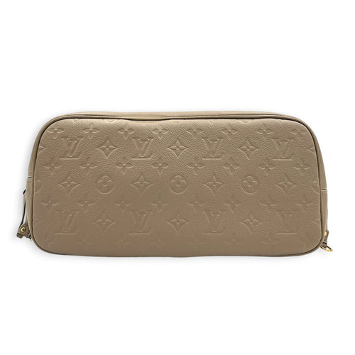 Neverfull MM Beige Tote Bag in Empreinte Leather, Gold hardware