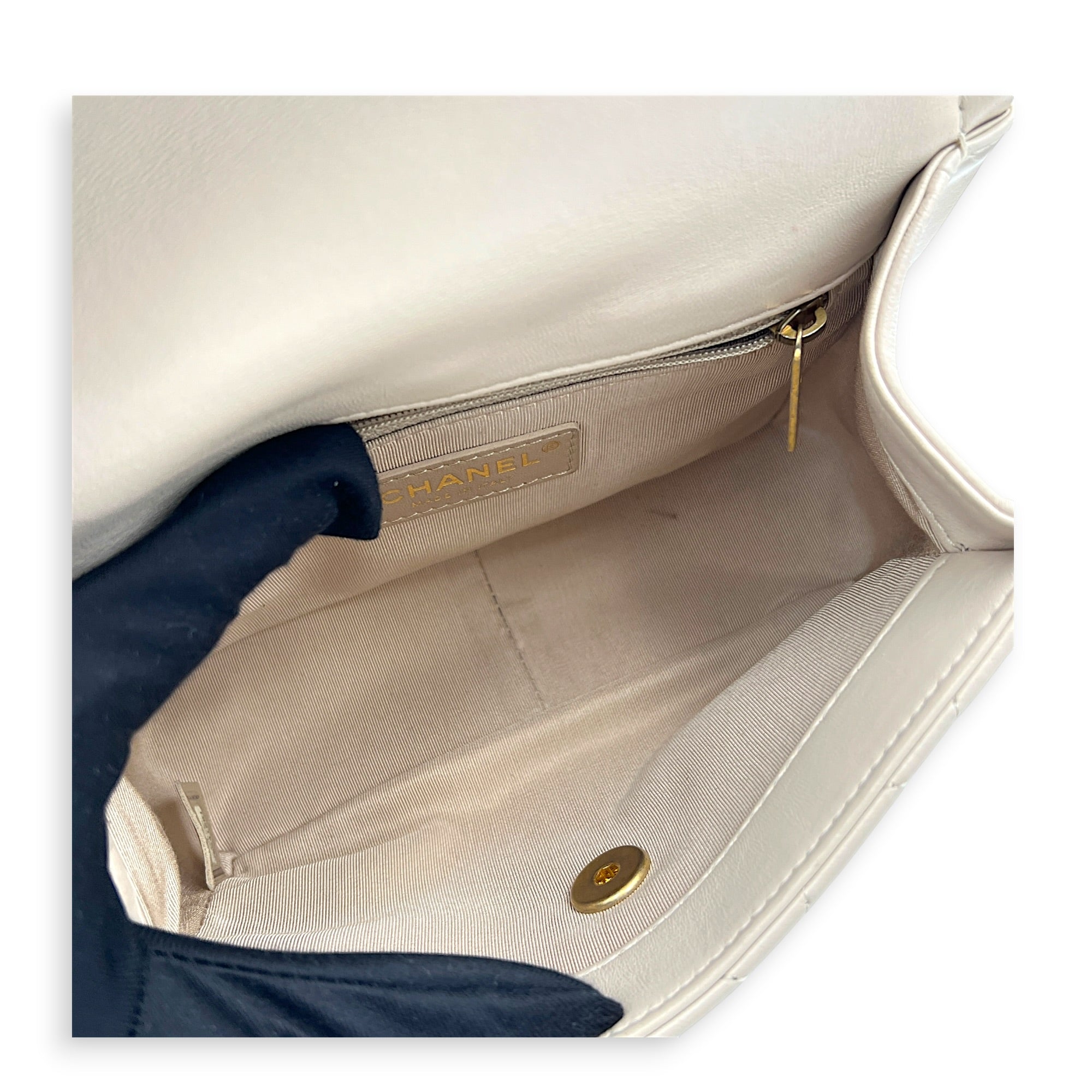 CC Button on Top Shoulder Bag in Lambskin, Gold hardware