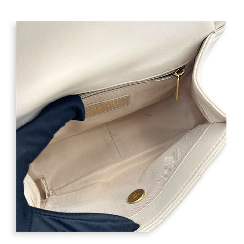 CC Button on Top Shoulder Bag in Lambskin, Gold hardware